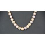 A beautiful necklace of mixed colour 10.5mm cultured pearls, necklace L. 40cm.