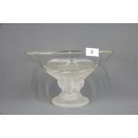 A Lalique style frosted and clear glass fruit bowl, H. 17.5cm, Dia. 30.5cm.