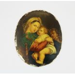 An 18th Century hand painted miniature on tin, 11.3cm x 13.5cm.