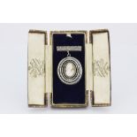 A boxed 935 silver Palestine cameo brooch by Benny Aminoff, brooch L. approx 4cm.
