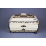 An early 19th Century Anglo Indian ivory veneered work box with fitted interior, 28 x 21 x 18cm.