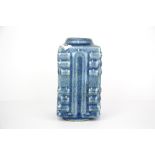 A Chinese blue crackle glazed square form vase, H. 20cm.