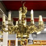 An impressive large gilt brass 12 branch chandelier light fitting, Dia. 75cm. D. 80cm. Slightly A/