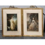 A lovely pair of Regency gilt framed etchings, pencil signed by Fred Millar, frame size 58 x 78cm.