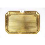 A lovely hallmarked 9ct gold card or dressing table tray with engine turned decoration, 30.5 x