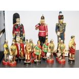 Three collectors resin soldier figures, H. 25cm. and a group of smaller Roman figures.