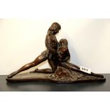 A cold cast figure of dancers after John Letts, H. 20cm.