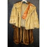 A lady's vintage mink coat together with a blonde mink jacket and a separate mink collar.