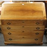 A lovely inlaid 20th Century satinwood bureau, W. 99cm. H. 104cm.