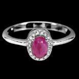 A 925 silver cluster ring set with ruby and white stones, (P).