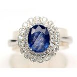 A matching 925 silver sapphire and white stone set ring, (Q).