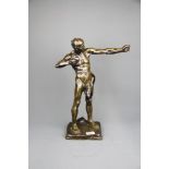 An impressive bronze figure of a muscular archer signed H. Muller c. 1900, H. 44cm. Bow absent.