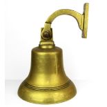 A large bronze/brass wall mounted ship's bell, H. 36cm.