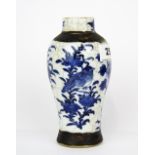 A 19th C Chinese hand painted and crackle glazed porcelain vase, H. 17cm.