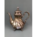 A continental hallmarked 830 silver coffee pot, H. 25.5cm.