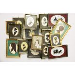 A quantity of framed silhouette miniatures and others.