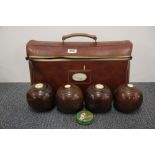 A set of four vintage bowling woods.