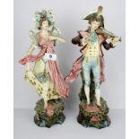 A pair of 19th C continental porcelain figurines, H. 40cm.