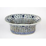 A Chinese hand painted blue and white porcelain export ware chestnut basket, 28 x 24 x 10cm.