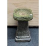 A vintage concrete bird bath, 36 x 36 x 63cm.