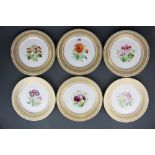 A set of six fine hand painted 19th century porcelain cabinet plates, Dia. 23cm.