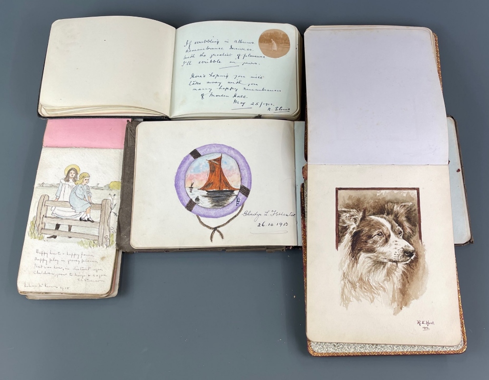 Four vintage autograph books, extensively illustrated.