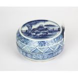 A finely painted Chinese hand painted porcelain ink box, Dia. 7.5cm. D.4cm.