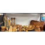A quantity of vintage wooden items.