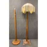 Two Art Deco oak standard lamps.