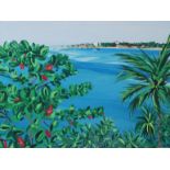 Pippa Cunningham, "View to Galle", unframed gouache on watercolour paper 2019, 56 x 76cm. From a