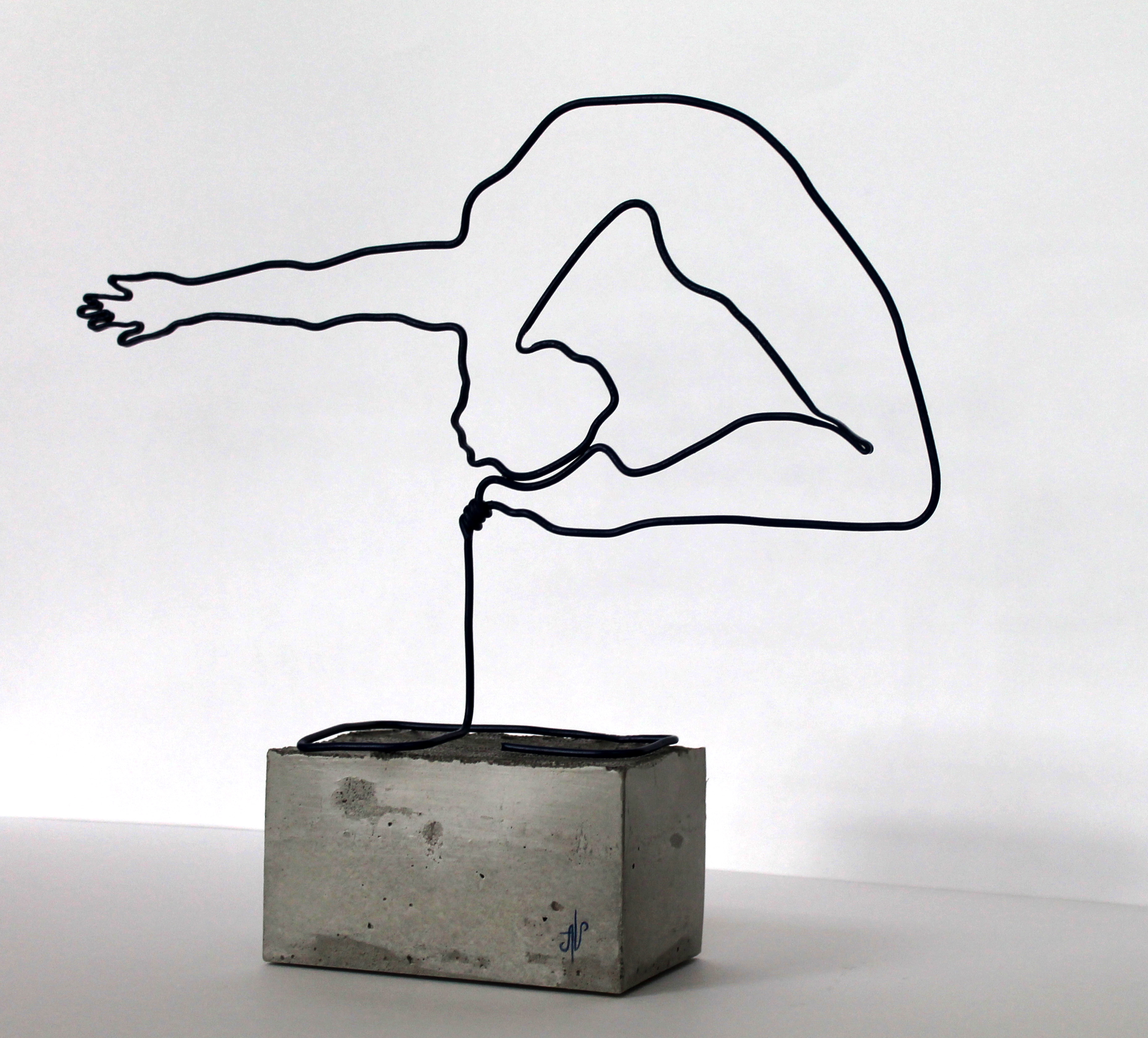 Alena Vavilina, "Yoga 3", cement, metal and acrylic sculpture, 2018, 33 x 35 x 9cm. Alena's artworks - Image 2 of 2