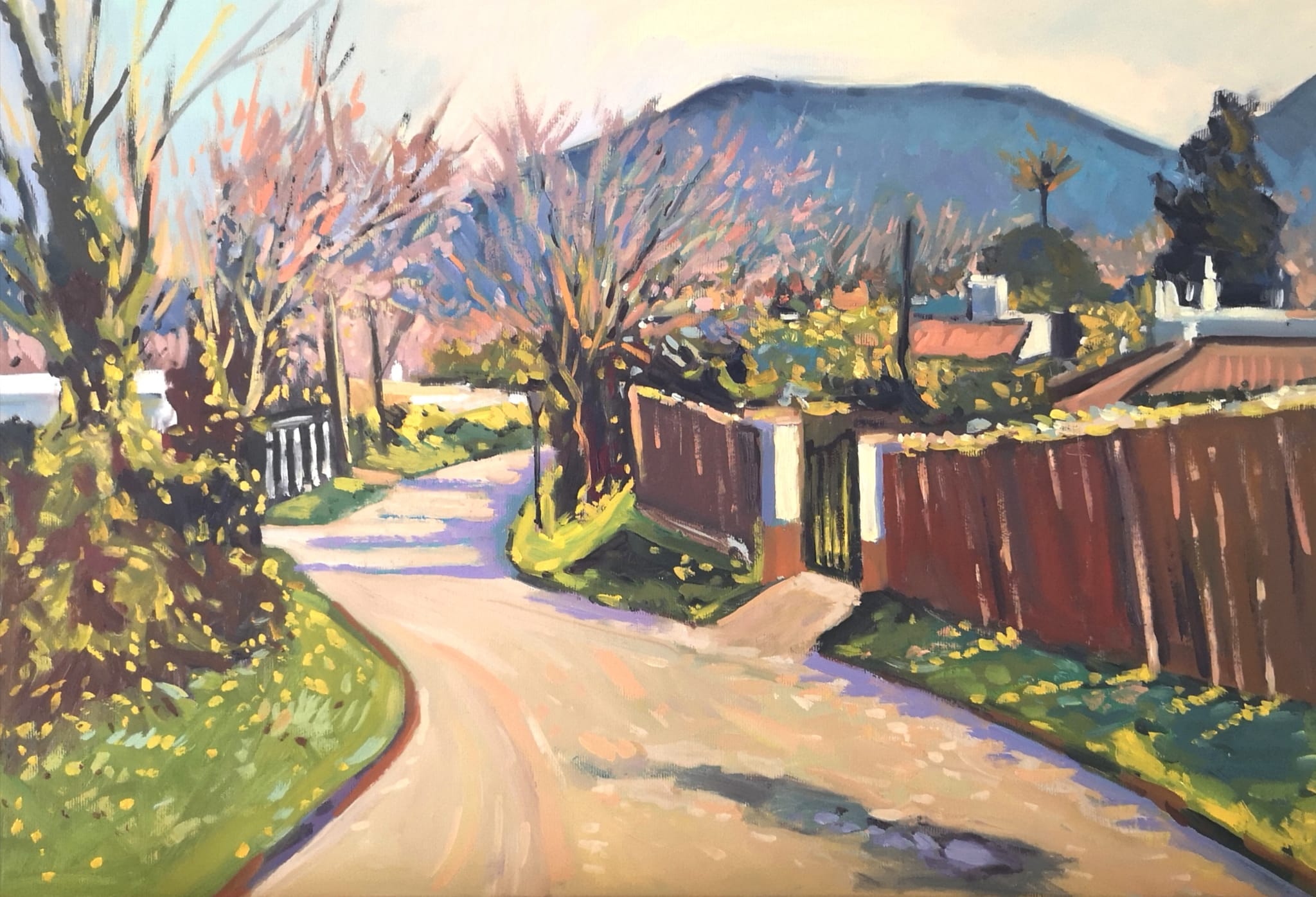 Raymond Balfe, "Cottage in Santa Lucia", unframed oil on canvas, 2021, 38 x 55cm. The early spring