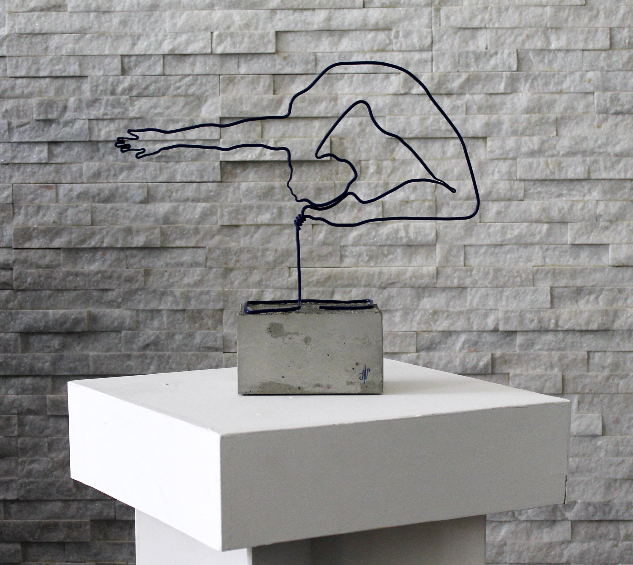 Alena Vavilina, "Yoga 3", cement, metal and acrylic sculpture, 2018, 33 x 35 x 9cm. Alena's artworks