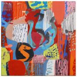 Debby Akam, "Pop Up", unframed acrylic on canvas, 2020, 60 x 60cm. Using an abstract language