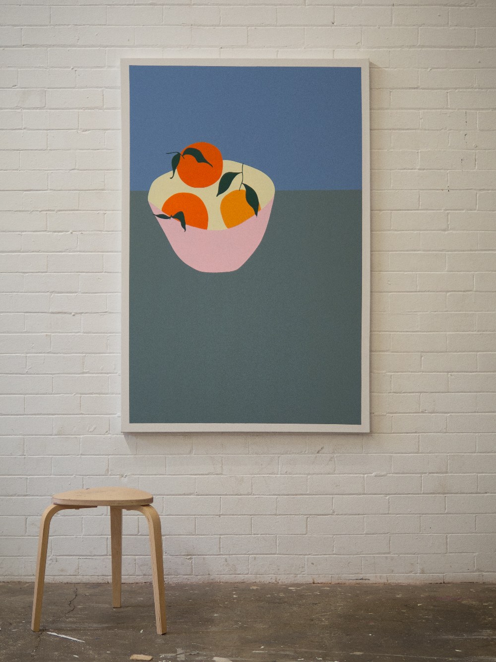 Freya Stockford, "Bowl with Oranges", unframed acrylic and gesso on canvas, 2021, 150 x 100 x