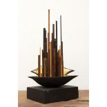 Rubin Eynon, "Refuge II", mixed timbers, imitation gold leaf, 2016, 37 x 20 x 20cm. A refuge,