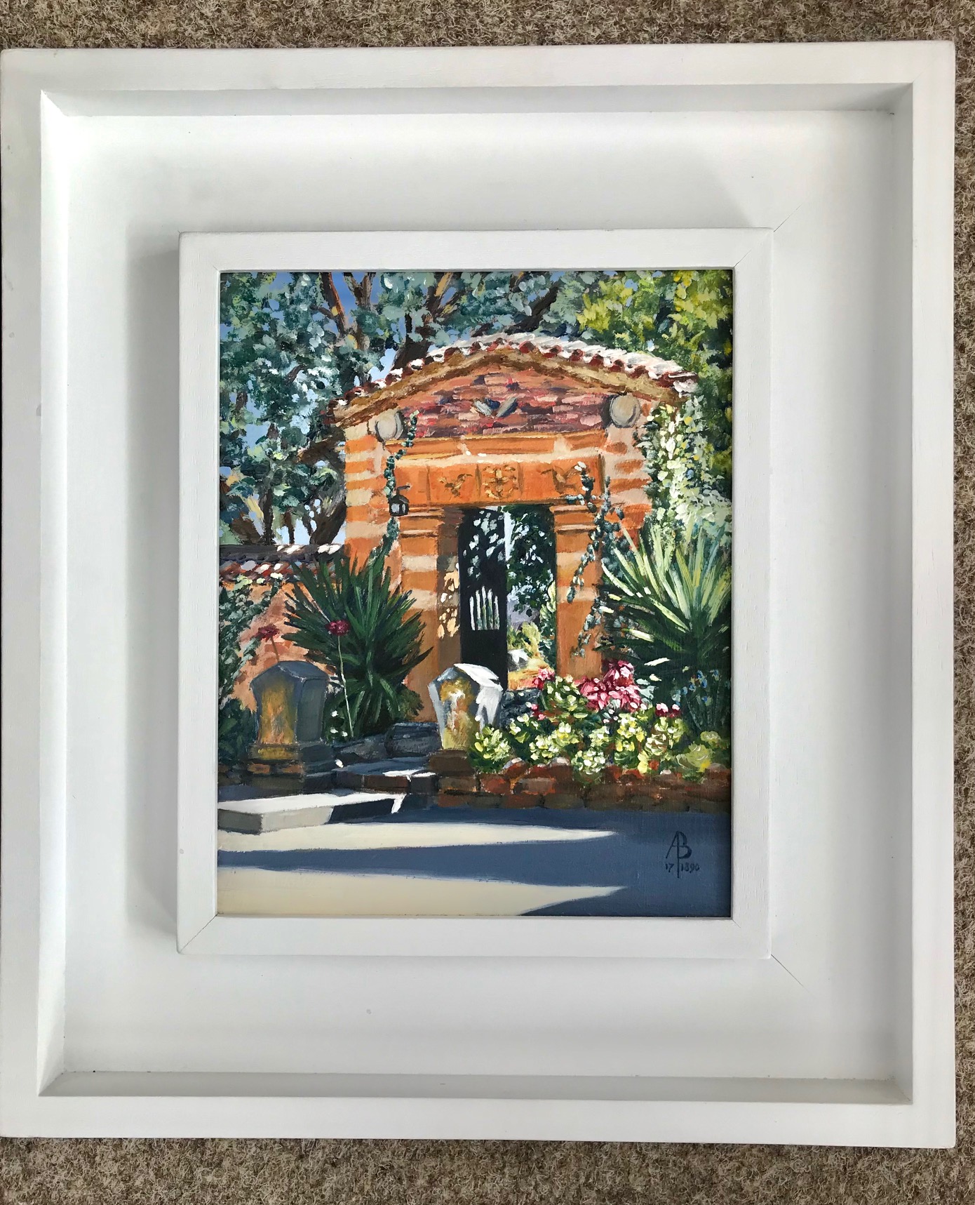 Alix Baker, "To a Secret Garden", framed oil on canvas, 2017, 36 x 41cm framed. Inspired by - Image 2 of 2