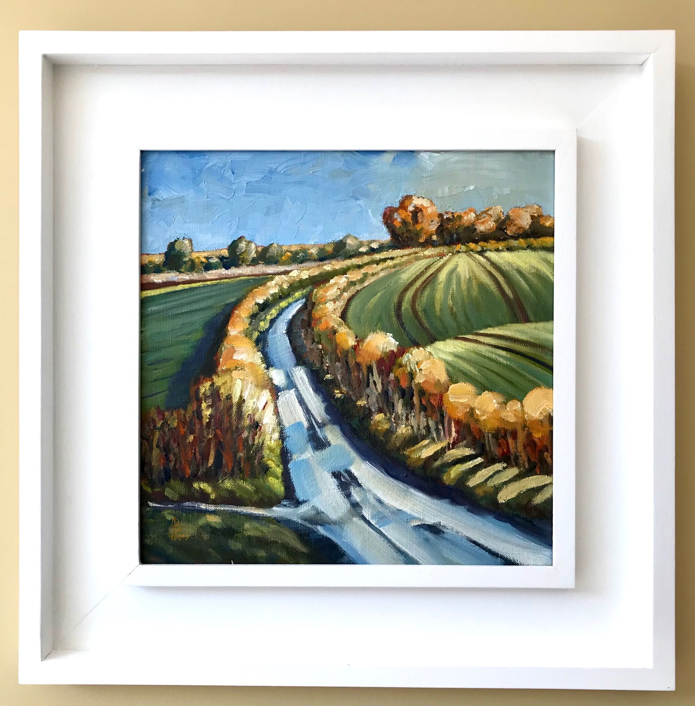 Alix Baker, "Country Road, Take Me Home", framed oil on canvas, 2019, 46 x 46cm framed. An - Image 2 of 2