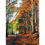 Catherine Corfield, "Autumn Beauty", unframed oil on canvas board, 12 x 16incm. UK shipping £35.