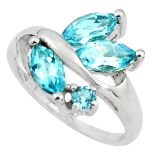 A 925 silver ring set with marquise cut blue topaz, (L).