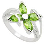 A 925 silver ring set with marquise cut peridots, (R).