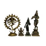 A group of four Indian bronze figures of deities, tallest 22cm.