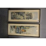 Two 1960's framed prints of Paris, frame size 22 x 57cm.