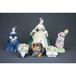 A group of Royal Doulton figurines and other items, including "Elegance", "Cherie" and "Mary,