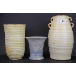 Three 1930's Danesby stoneware vases by Bourne Denby, tallest 29cm.