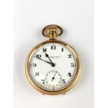 A Wales and McCuloch pocket watch in a gold plated Dennison case, undertood to be in working order.