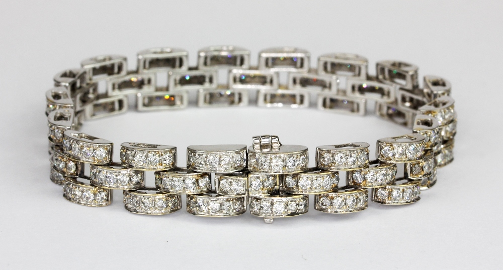 A 18ct white gold (stamped 18K) bracelet set with brilliant cut diamonds, approx. over 6ct, - Image 2 of 2