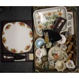 A box of mixed china, including Royal Albert.