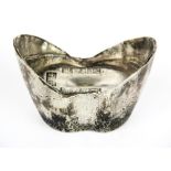 A Chinese white metal boat weight, 13 x 7.5 x 8cm.