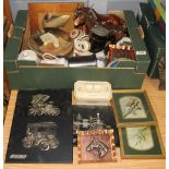 A box of mixed china items.